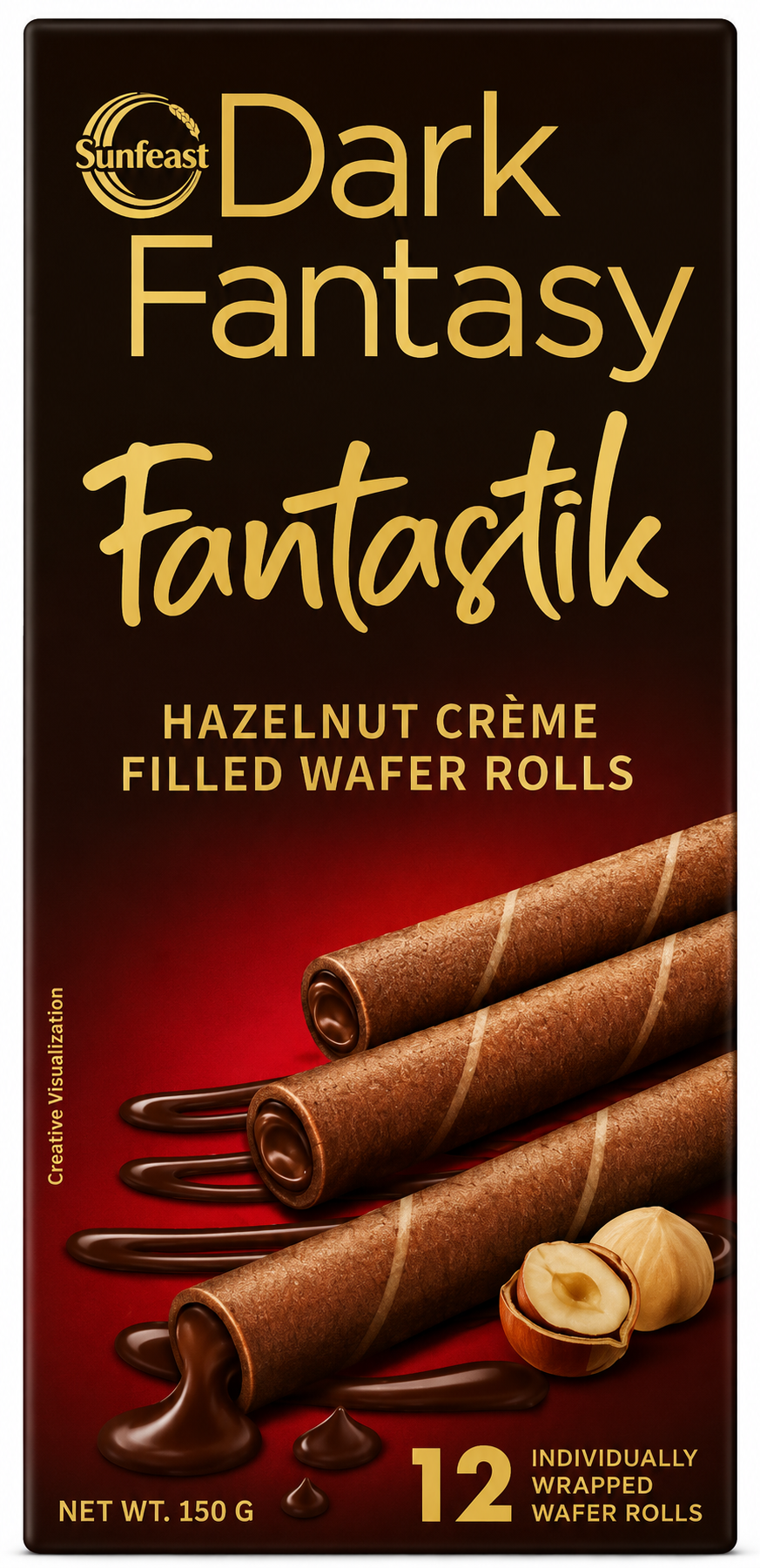 Sunfeast Dark Fantasy Hazelnut Wafer Rolls - Fantastik