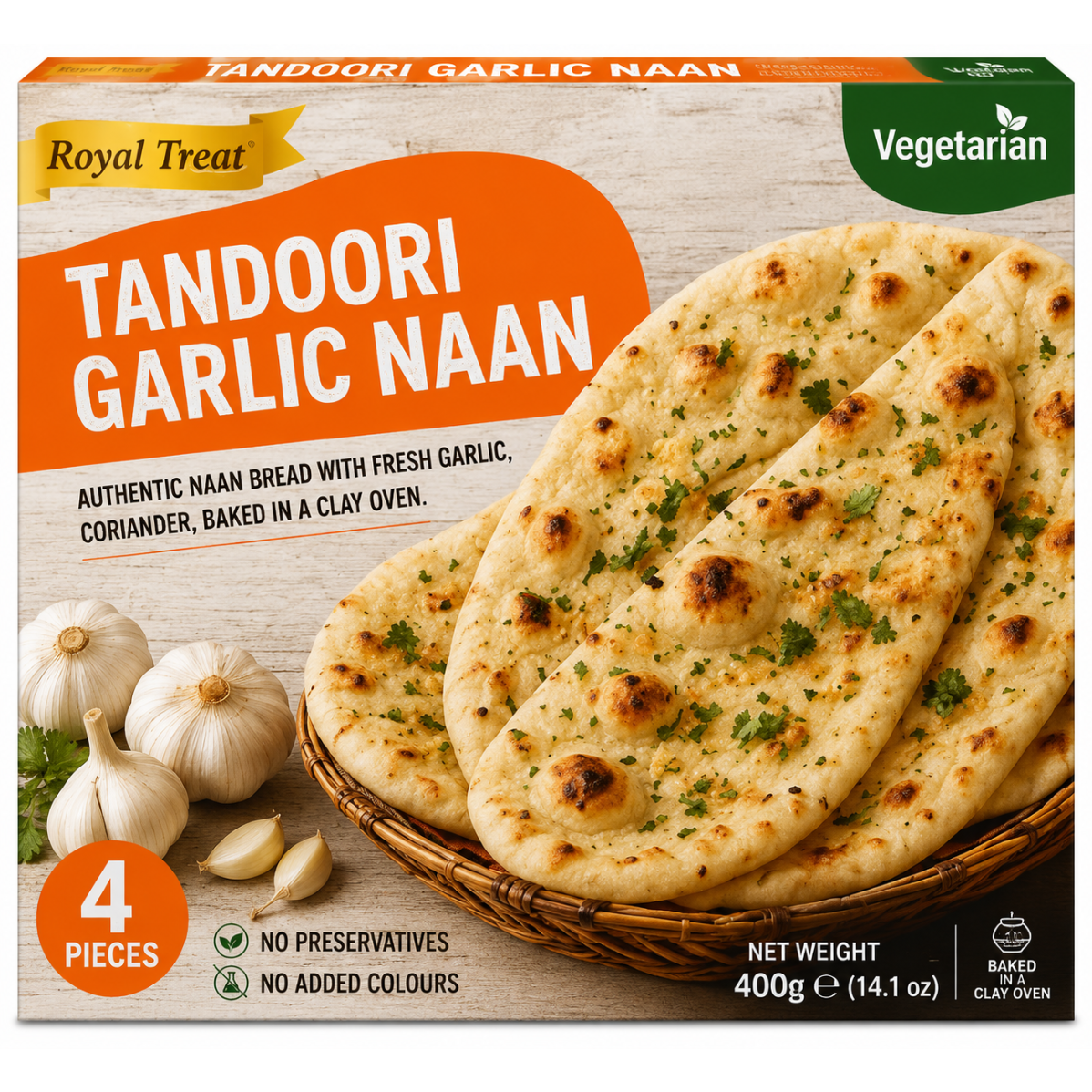 HR Tandoori Garlic Naan 400g