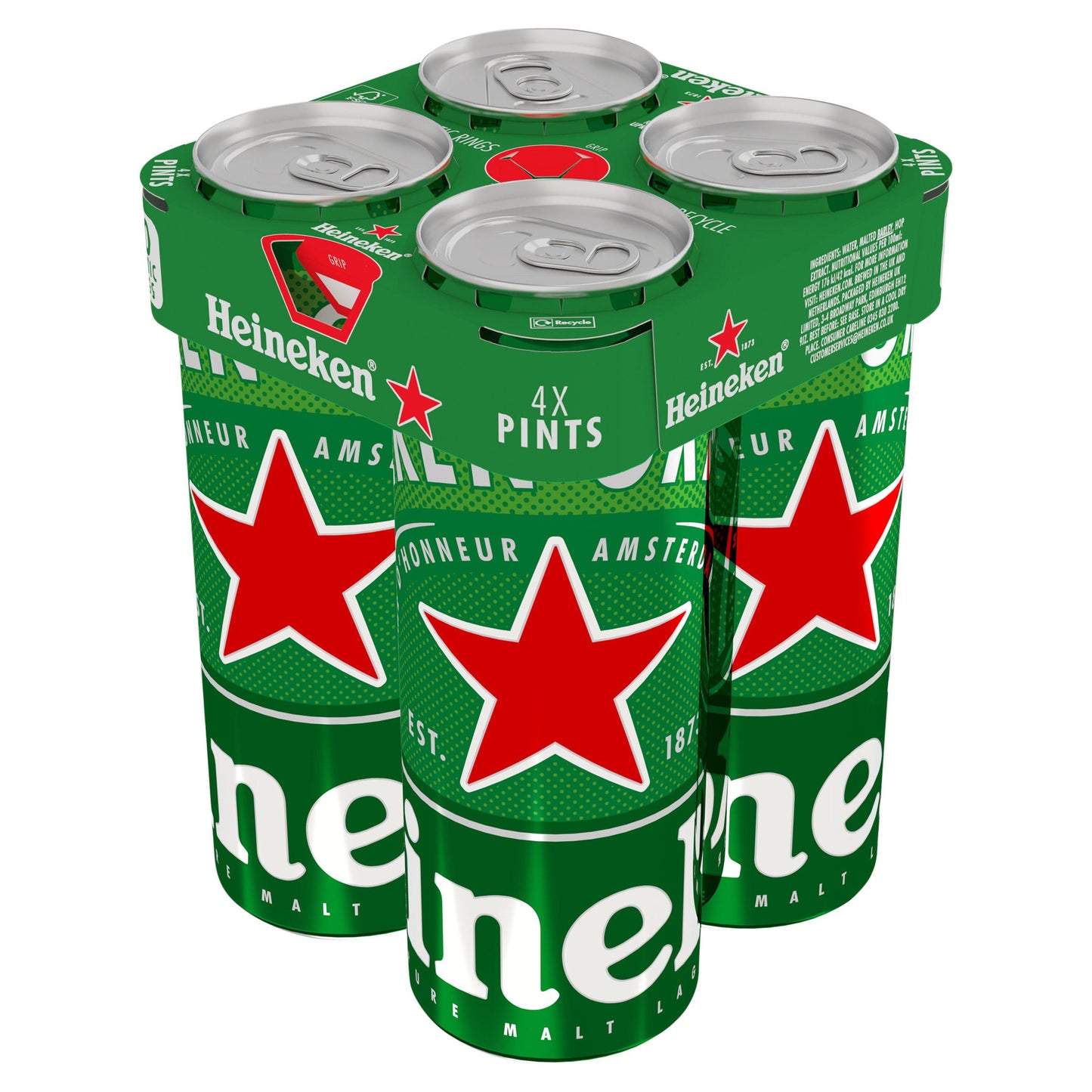 Heineken Original Pure Malt Lager 4 X 568ml
