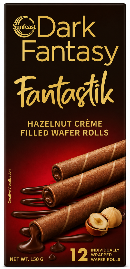 Sunfeast Dark Fantasy Hazelnut Wafer Rolls - Fantastik
