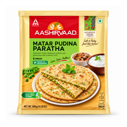 AASHIRVAAD MATAR PUDINA PARATHA PM £1.99-FROZEN