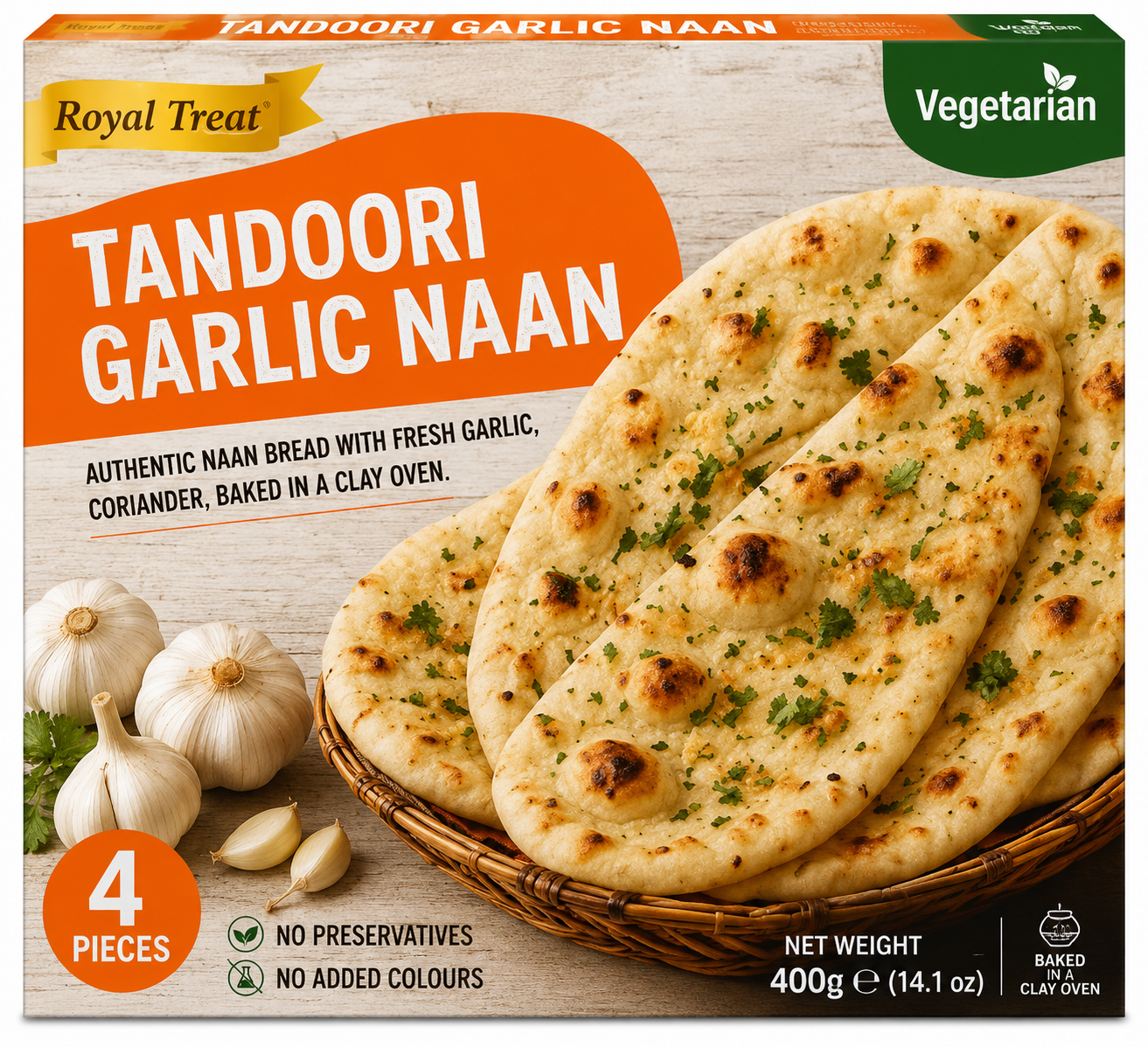 HR Tandoori Garlic Naan 400g